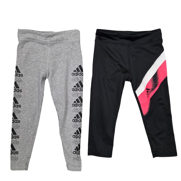 adidas Other - Adidas Girls Size 5 Leggings Lot Black Gray AEROREADY 2Pc Set